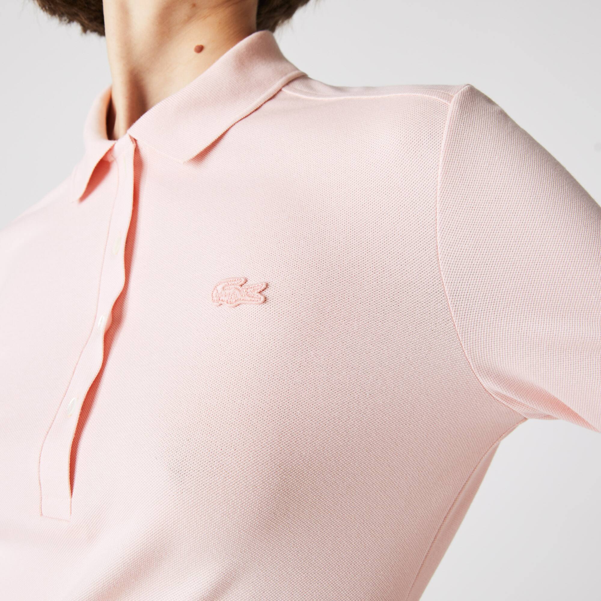 Polo Lacoste slim fit à manches longues en piqué stretch Manches Longues - Rose - Lacoste - Femme