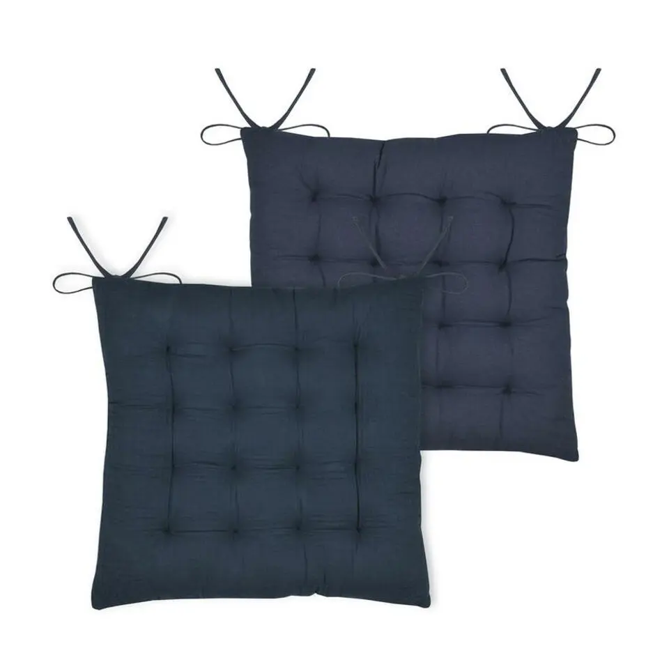 Stof Textile stoelkussen - donkerblauw - 38 x 38 x 4 cm