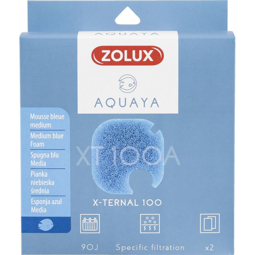 Filtre pour pompe x-ternal 100, filtre xt 100 a mousse bleue medium x2. Pou