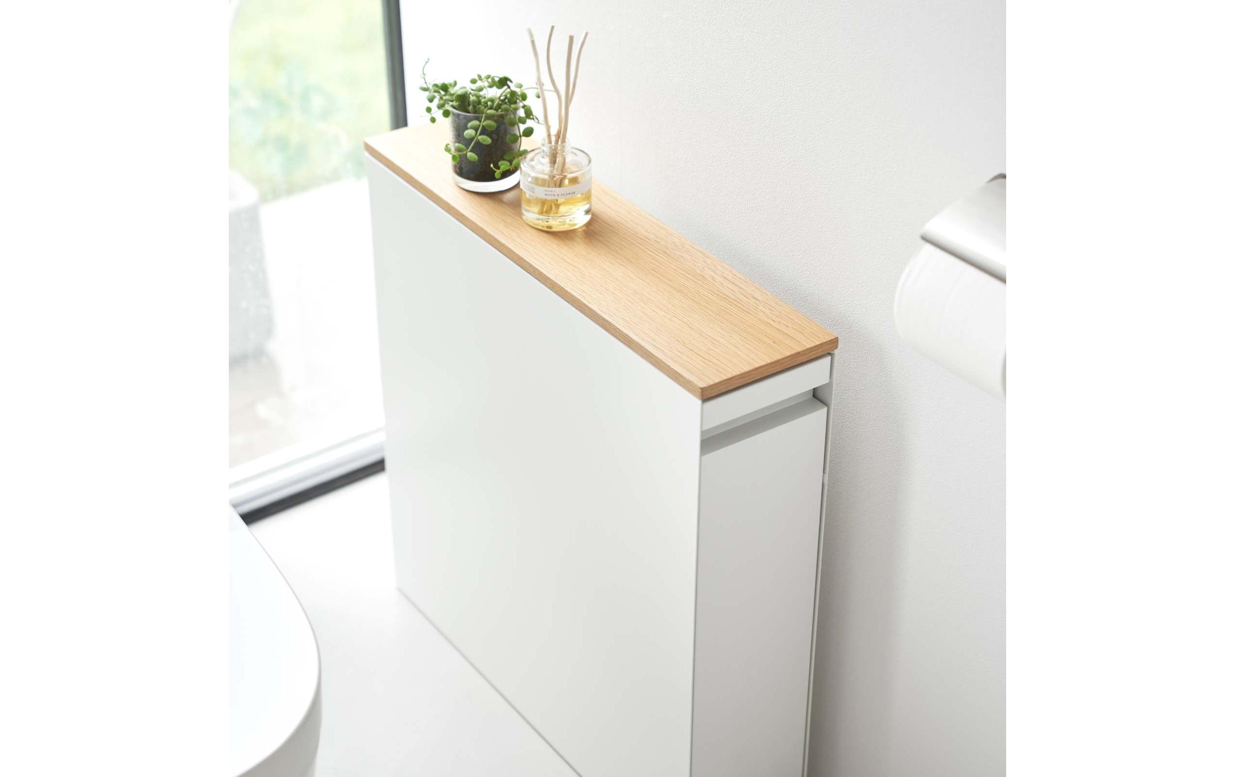 Badezimmerregal Tower 56 x 55 cm, Weiss<br>Auszieh-Regal mit Holzablage