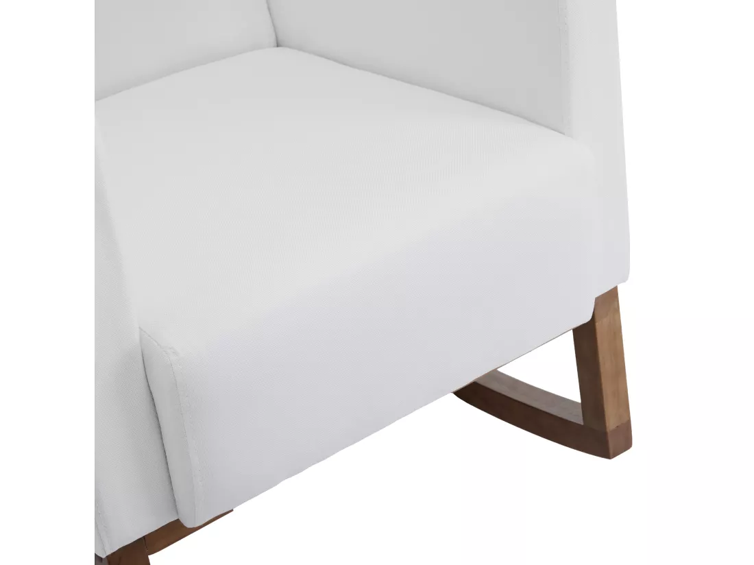 Rocking chair avec repose-pieds - en velours - Blanc
