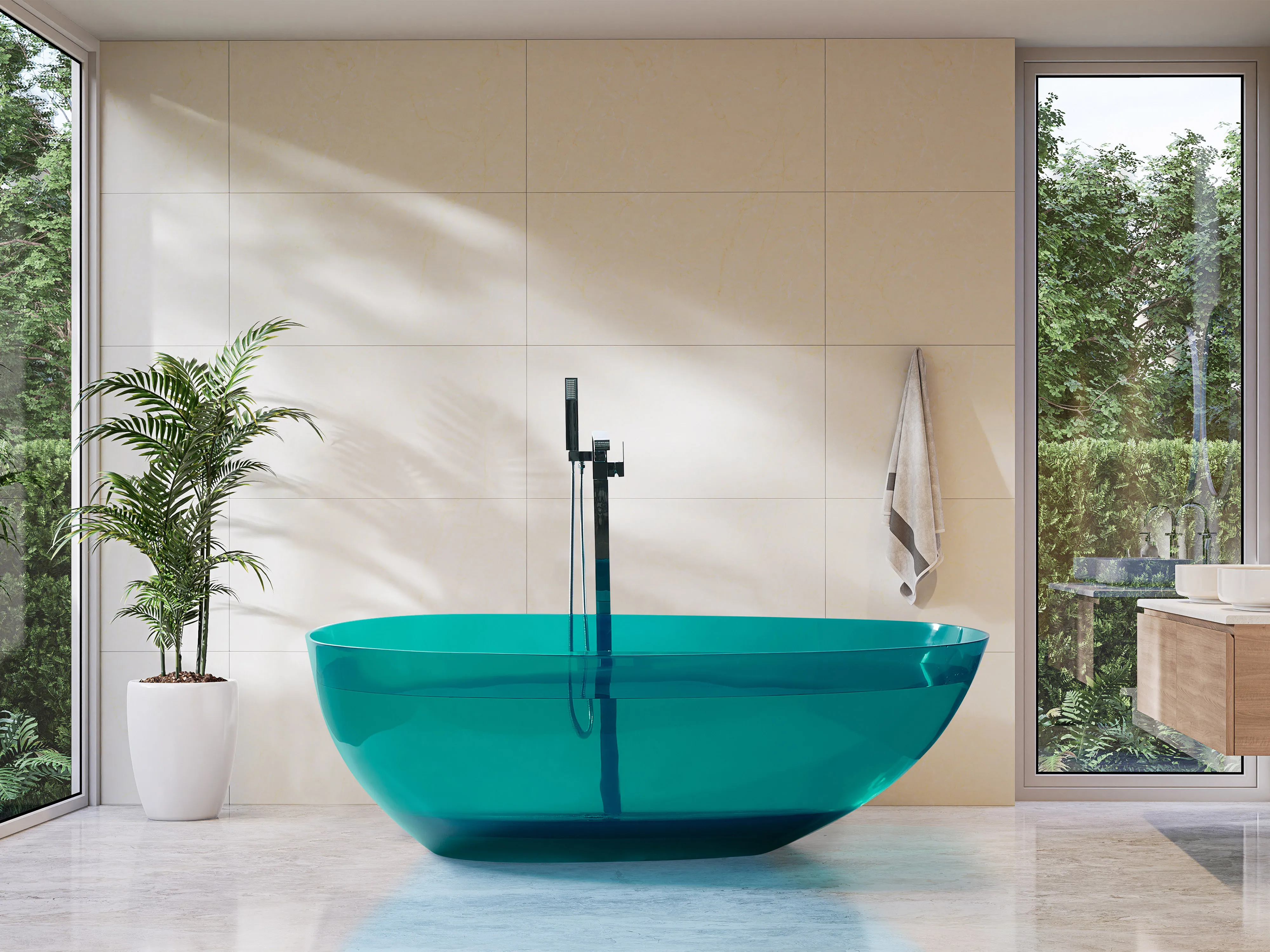 Vrijstaand bad BLANCARENA 170 x 78 cm Groenblauw
