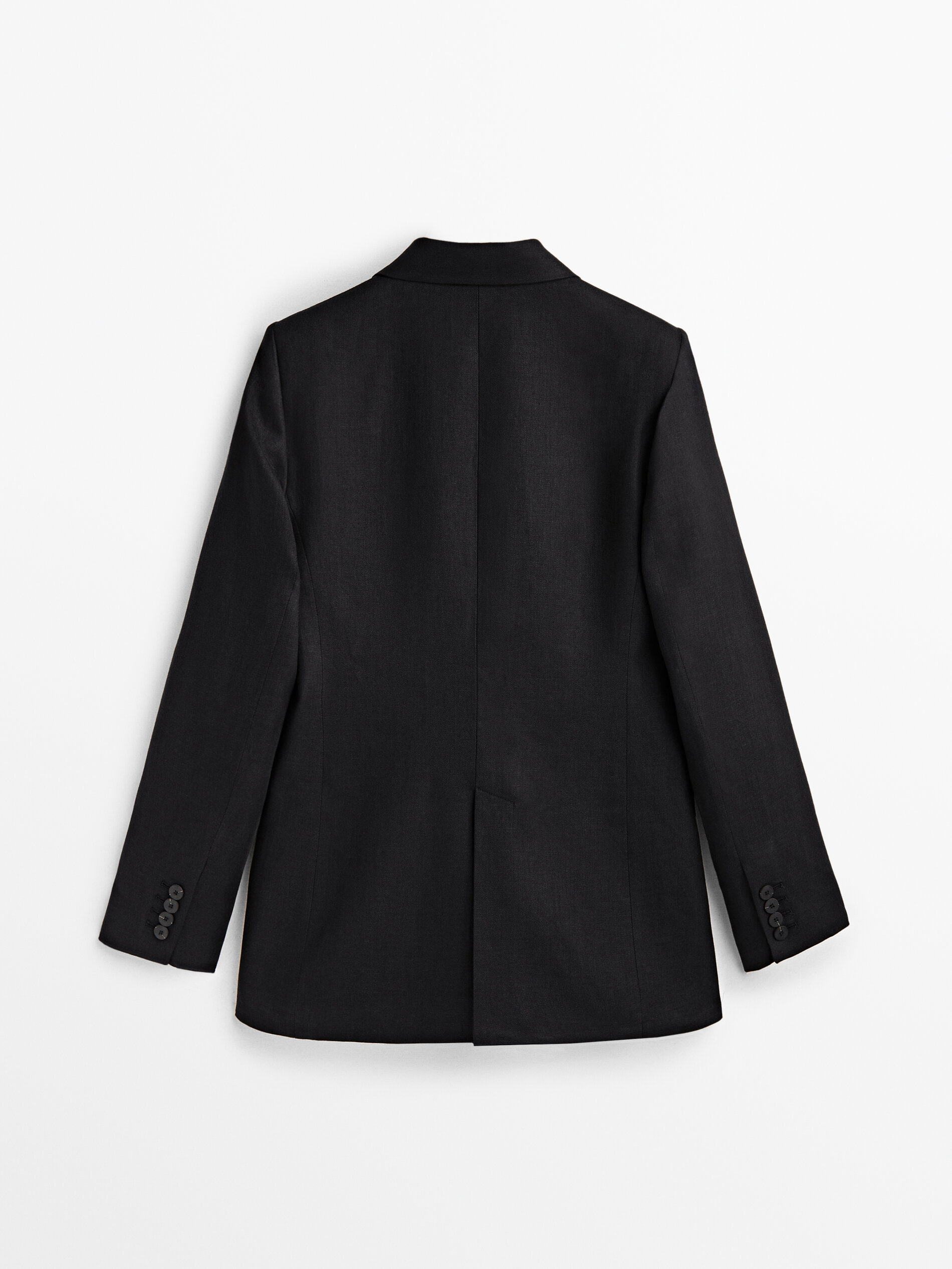 Americana traje cruzado 100% lino - NEGRO