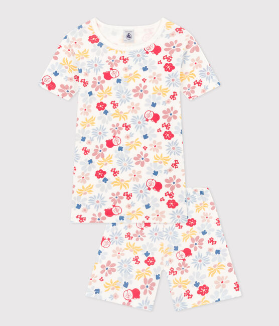 Pyjama short ajusté en coton imprimé fleurs enfant