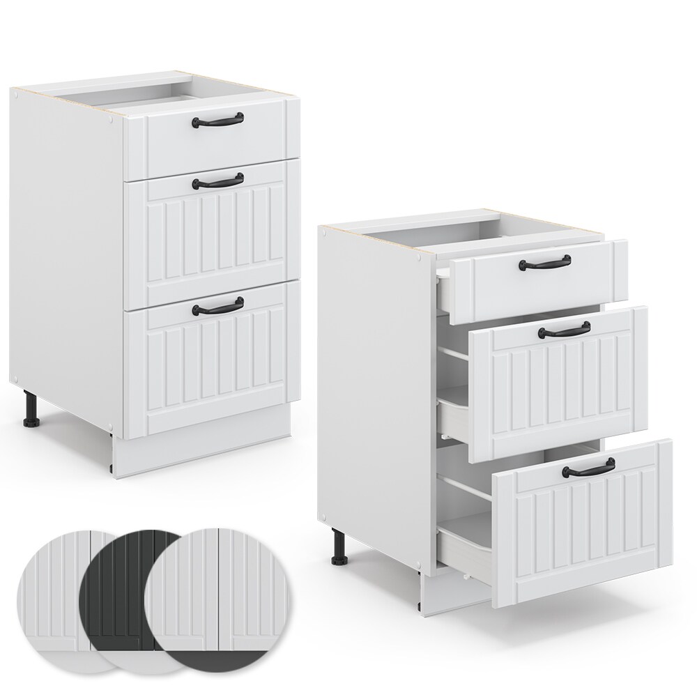 Vicco Schubunterschrank 50 cm FAME Line Küchenschrank Küchenzeile Landhaus Weiß