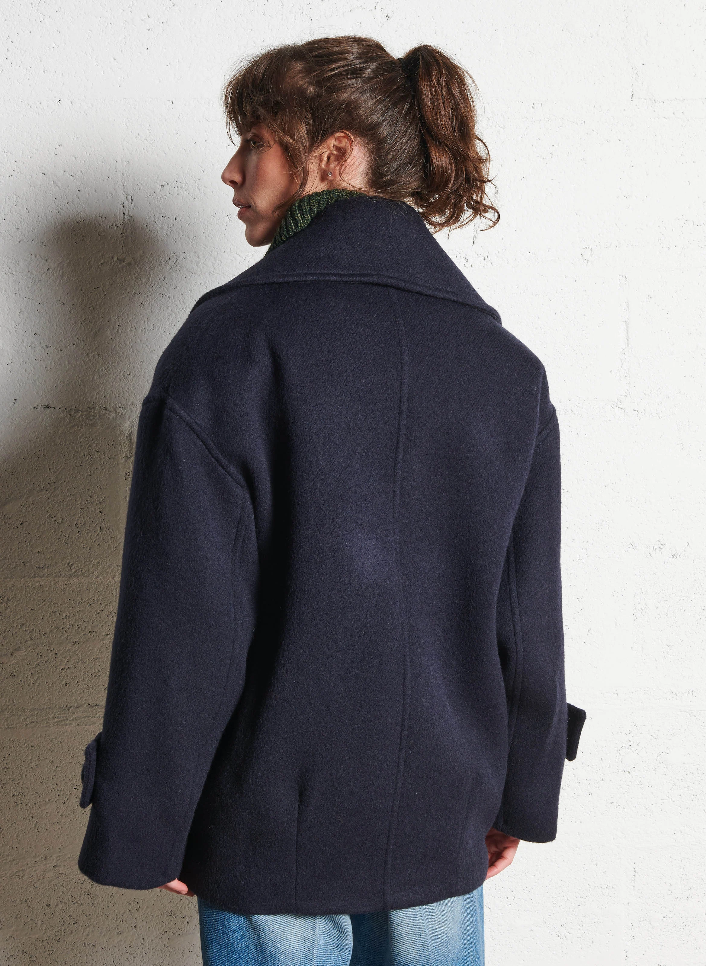 JASON - Manteau court en laine mélangée | Bleu