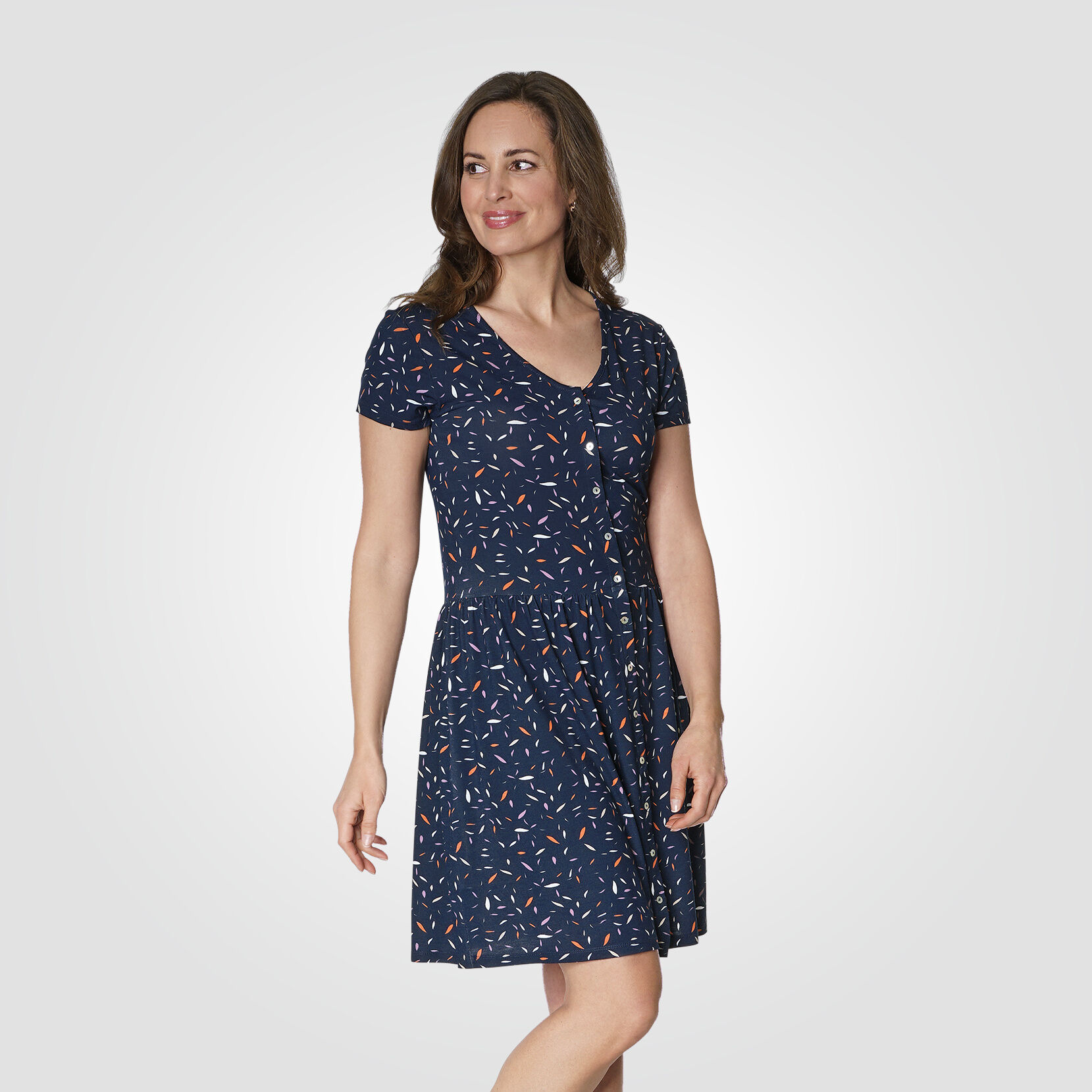 Jersey-Kleid durchgeknöpft