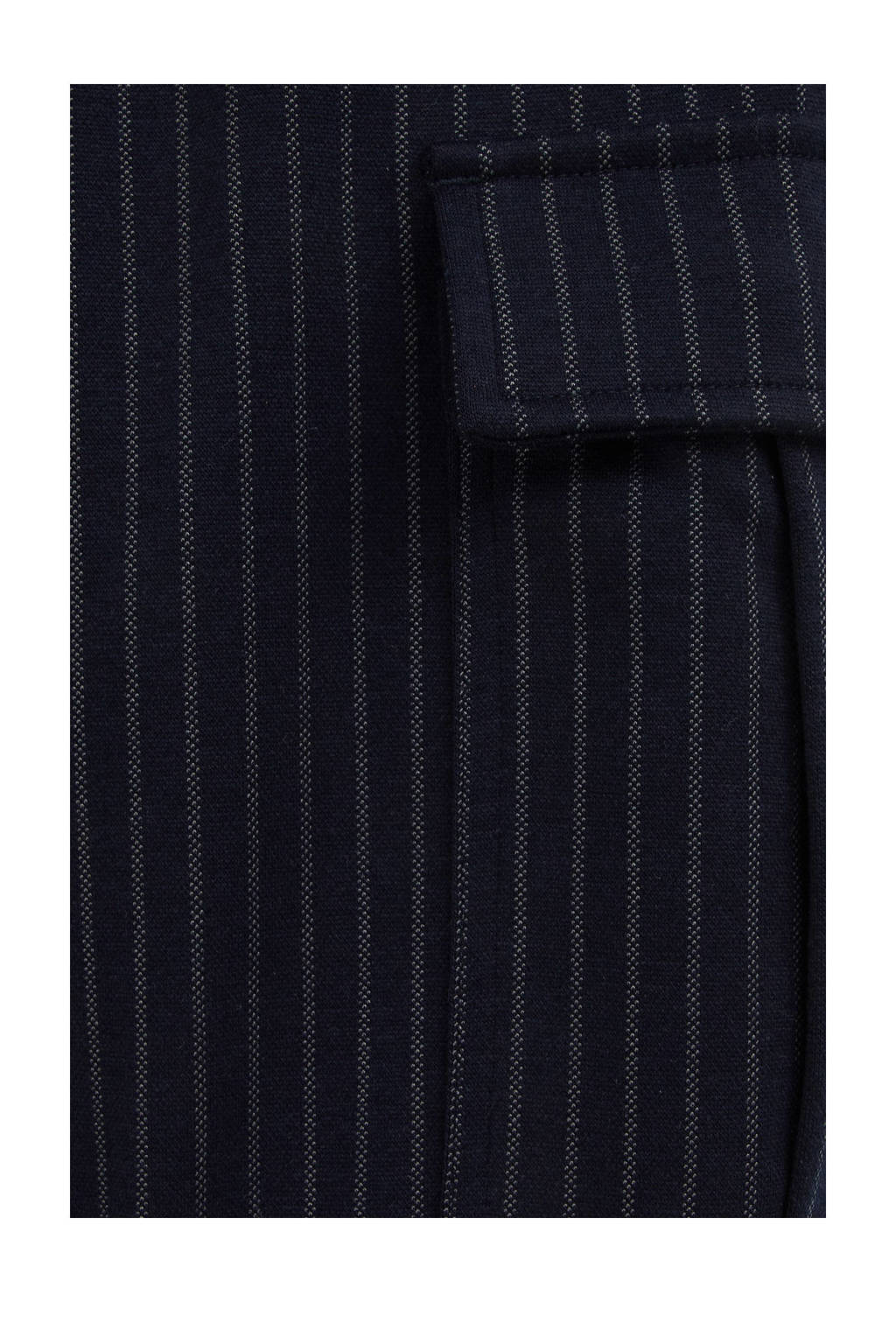 WE Fashion gestreepte cargobroek donekrblauw/wit