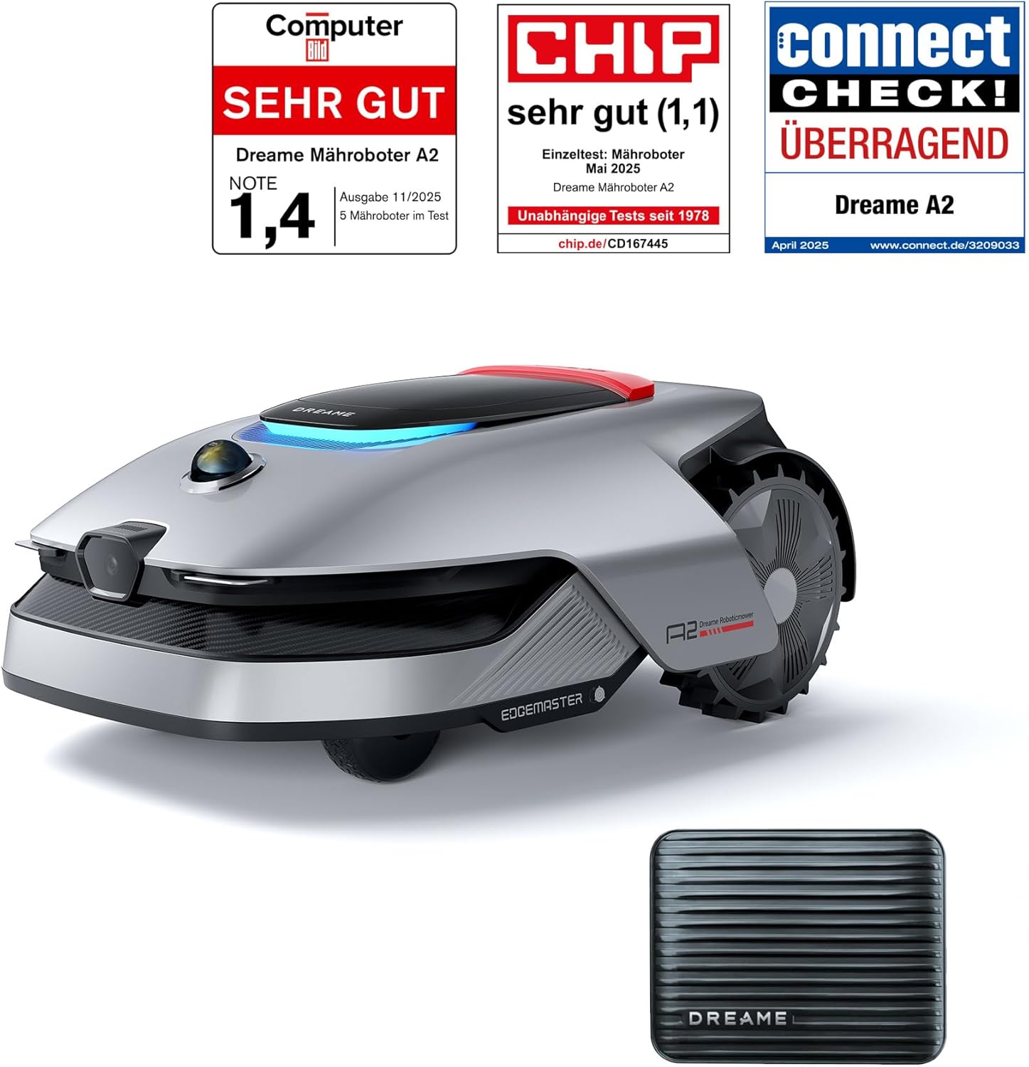 DREAME Mähroboter A2 ohne Begrenzungskabel, 360° 3D LiDAR + AI Vision, Auto-Begrenzungseinrichtung,3000 m²,Dual-Fusion-Kartierung, OmniSense-2.0-Hindernisvermeidung, EdgeMaste-Schneidsystem