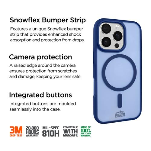 iPhone 16 Pro Max MagSafe Blizzard Case GRS Schutzhülle aus Recycelten Materialien (EGCA00834) - Blau