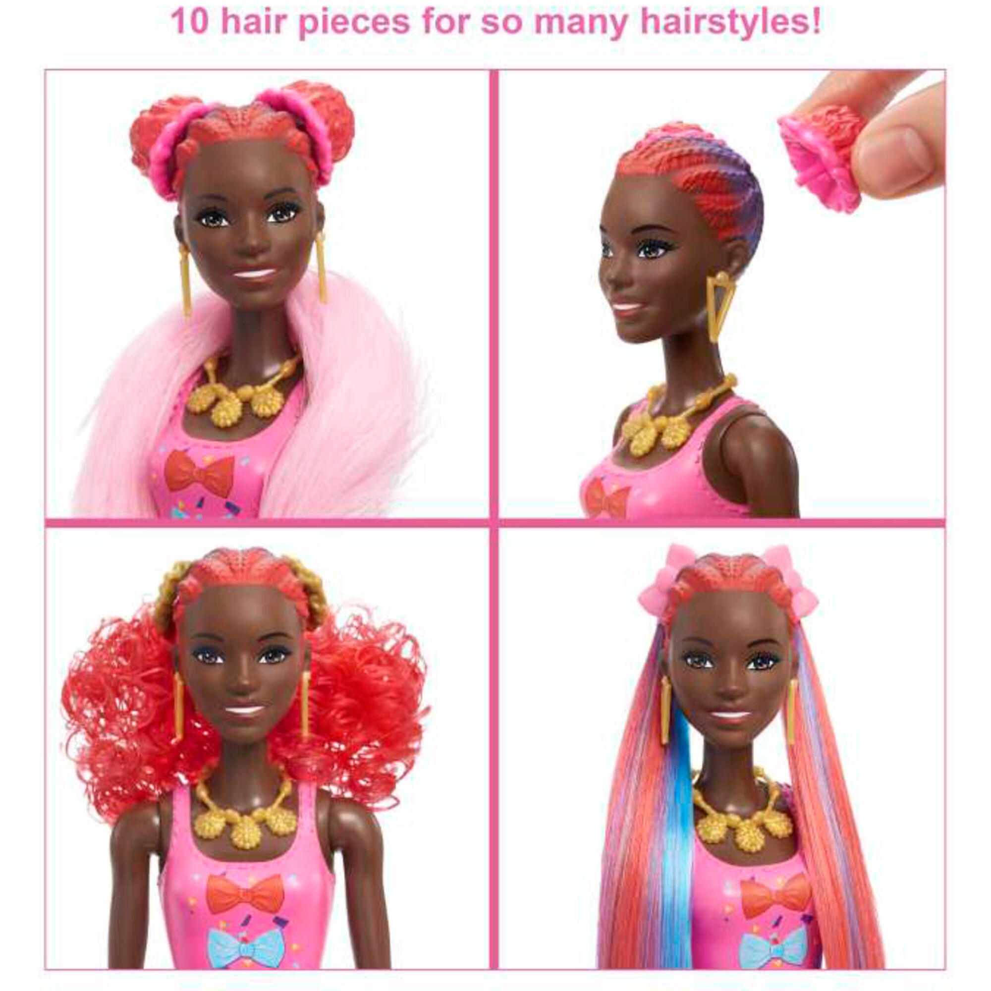 Mattel Puppe Barbie Color Reveal Glitzer! Haarwechsel Puppe Glitzerblau mit 25 Überraschungen