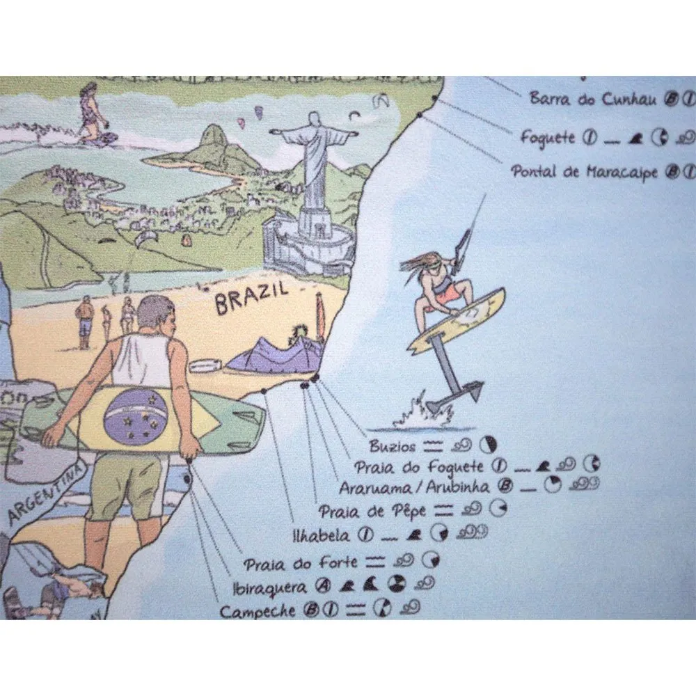 Mapas incríveis Mapa de kitesurf: Os melhores lugares do mundo toalha