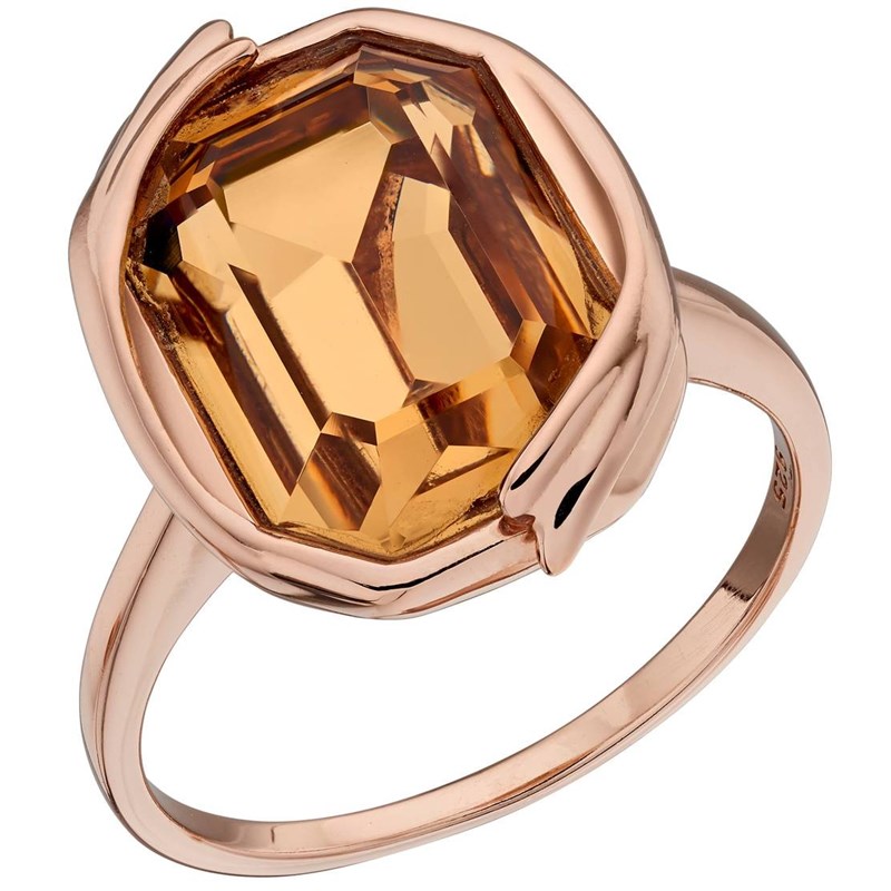 Bague cristal plaqué or rose en argent 925/1000