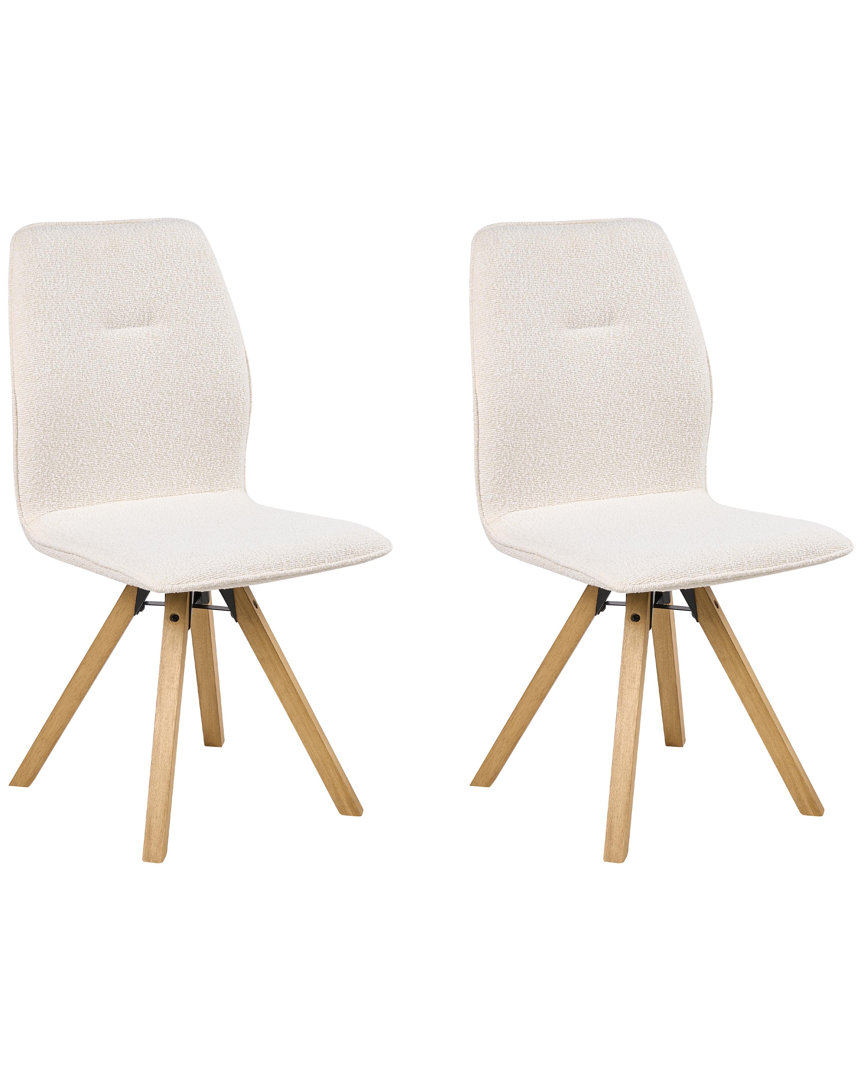 Set van 2 eetkamerstoelen draaibaar ALKALI Bouclé Gebroken wit