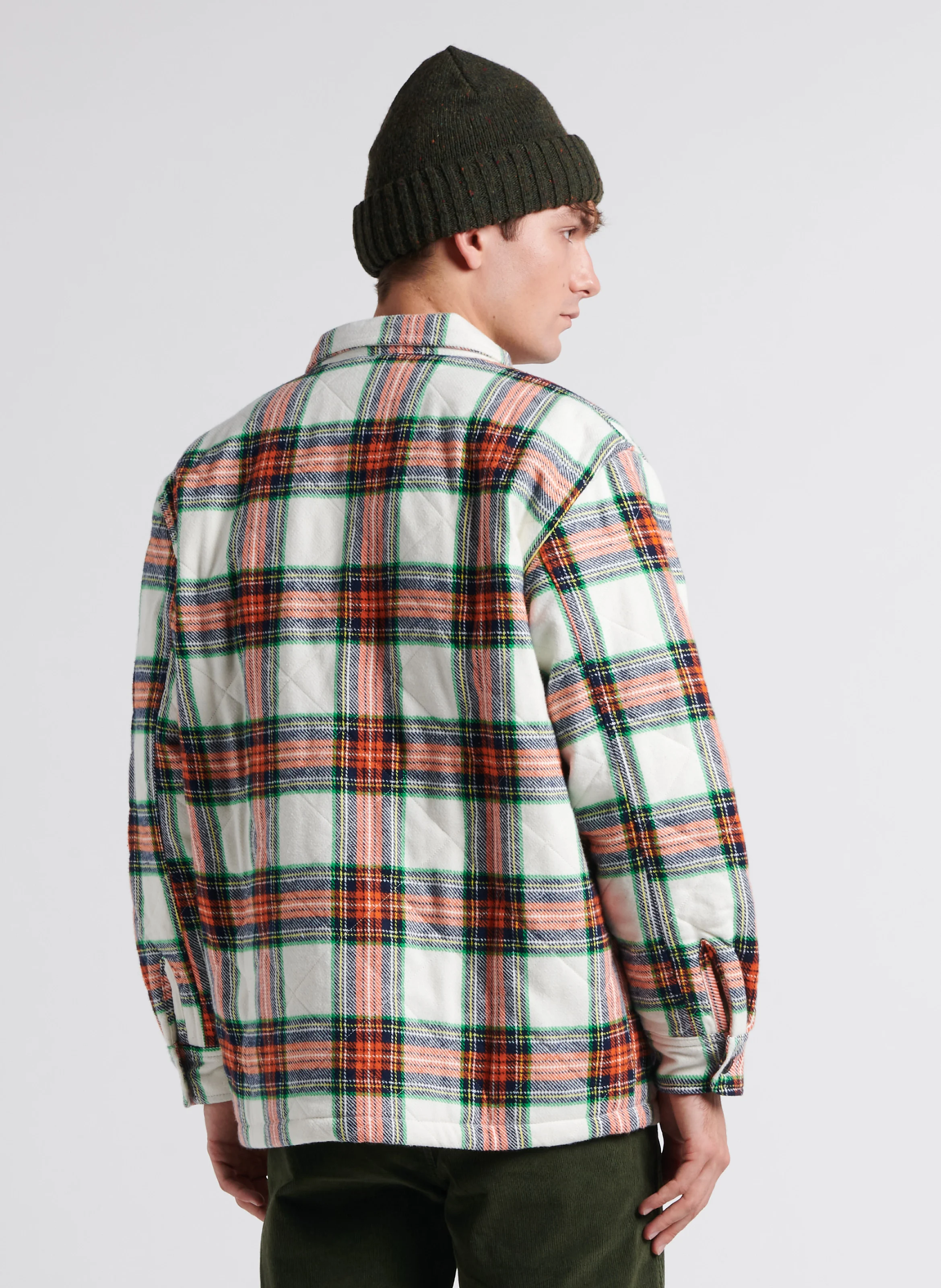 Veste col classique à carreaux en coton| Multicolore