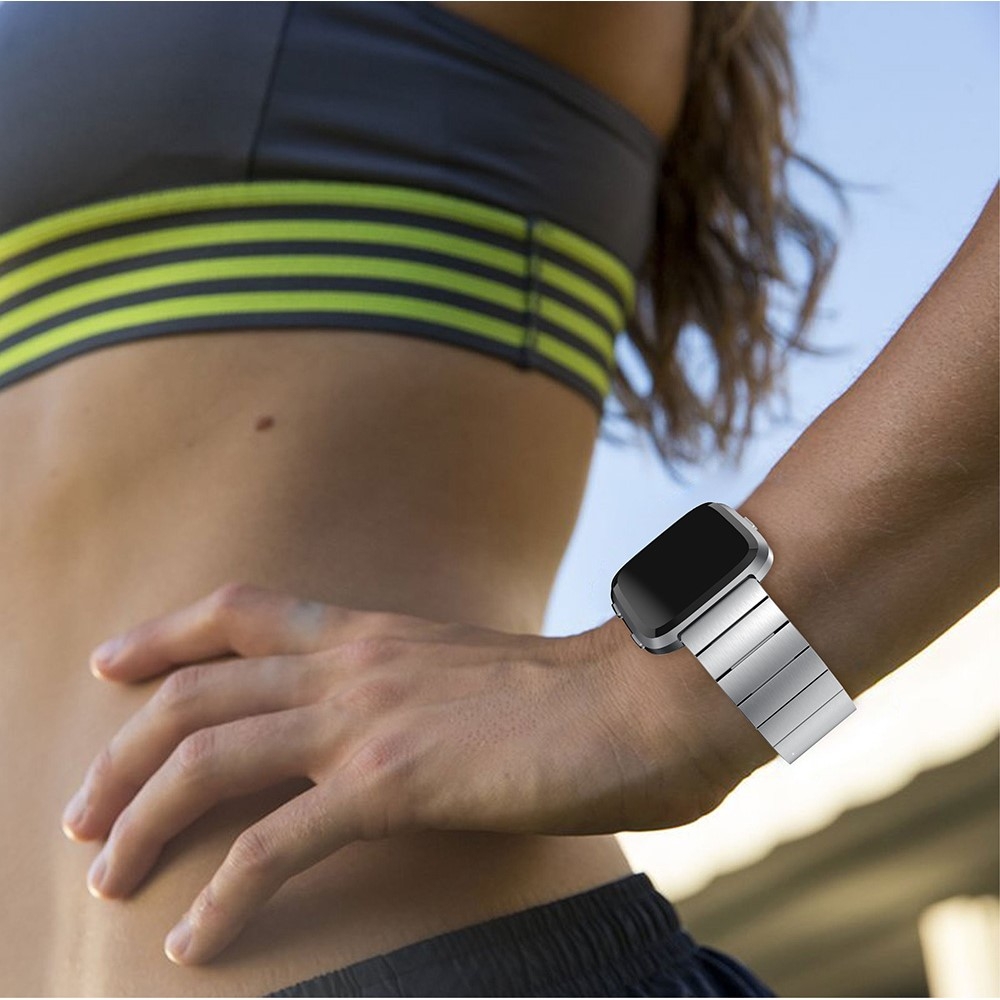Fitbit Versa / Versa 2 / Versa Lite Edelstahl Armband mit Metallschliesse - Silber