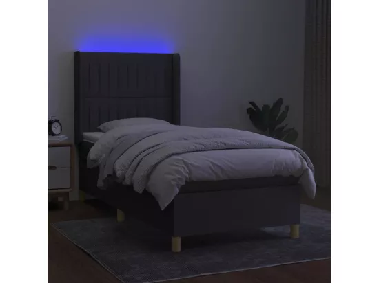 Sommier tapissier avec matelas et LED Gris foncé 90x190cm Tissu