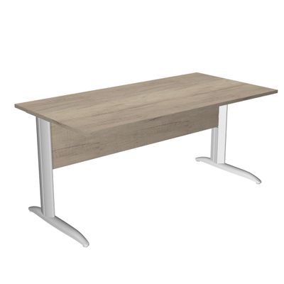 Bureau droit Trend - L160 - Pieds métal en L - plateau imitation chêne canadien - pied métal alu