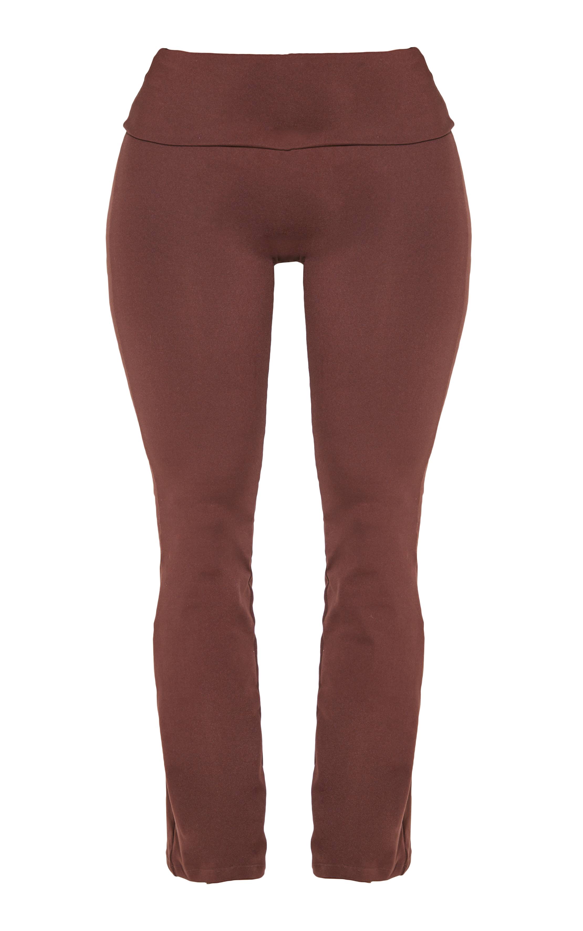 Marron Pantalon Évasé Taille Haute Sculptant À Rabat Shape Stretch