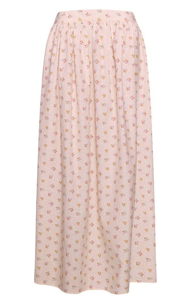 Crème Jupe Longue Plissée À Imprimé Fleuri Liberty En Coton Ensemble Coordonné