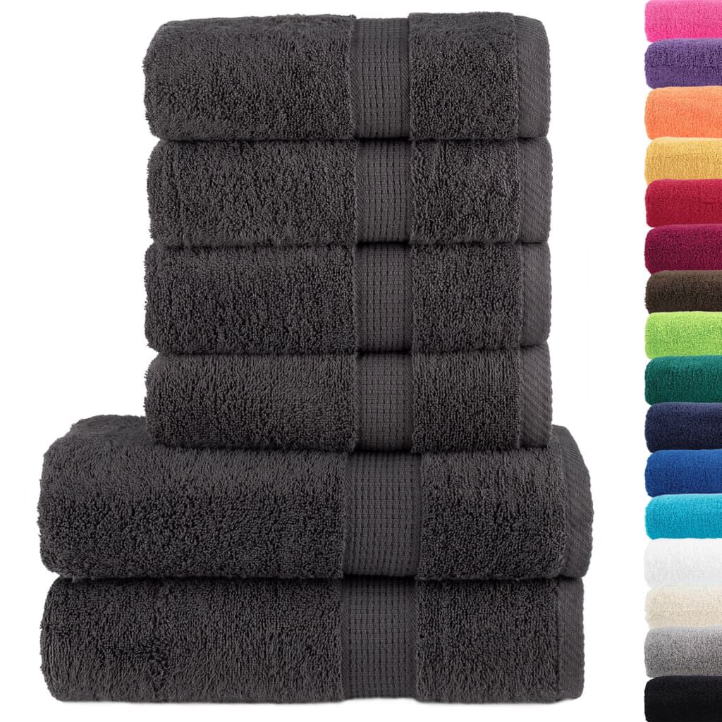vidaXL 6-delige premium handdoekenset SOLUND, antraciet, 600 g/cm²