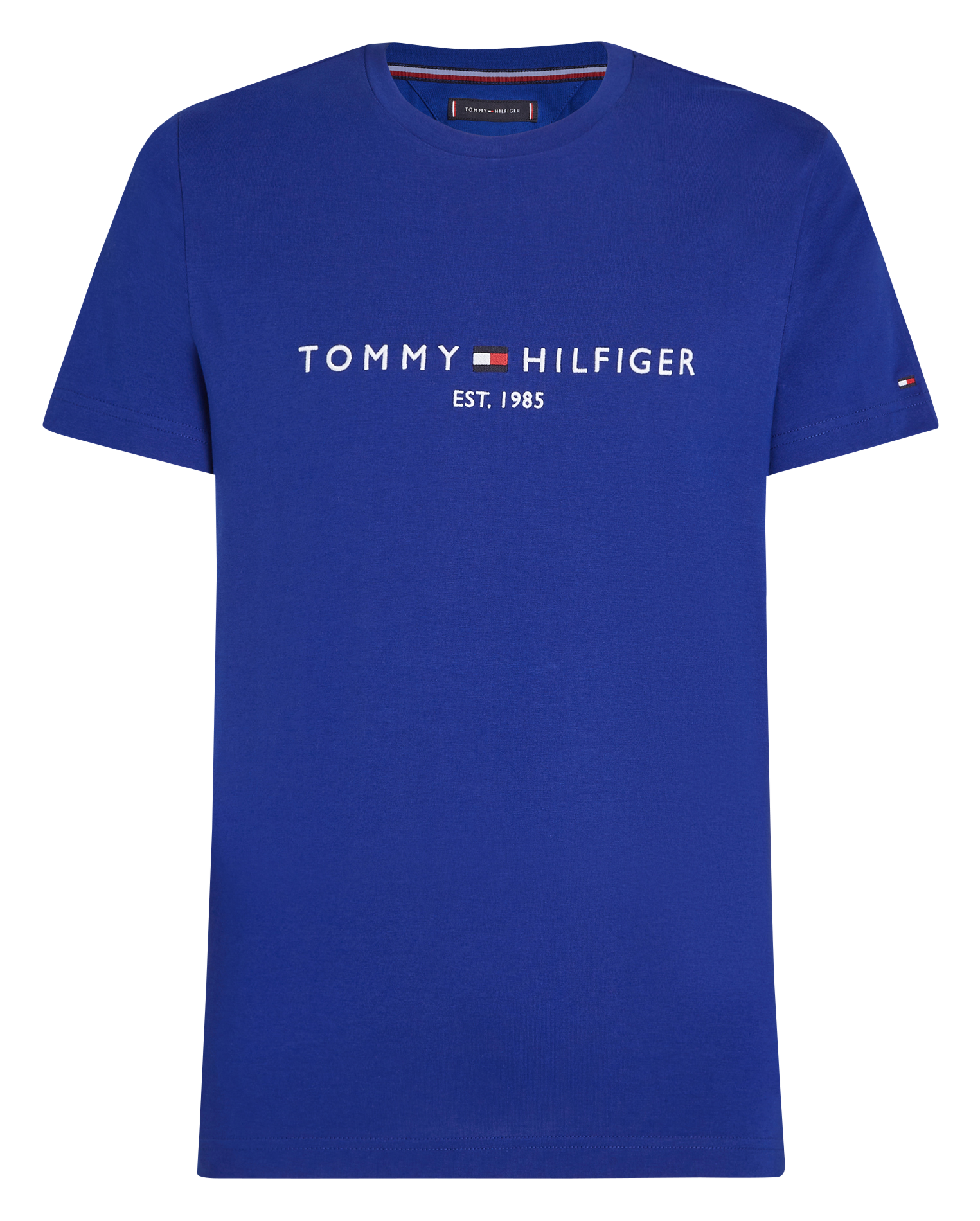 Tee-shirt col rond droit en coton organique | Bleu