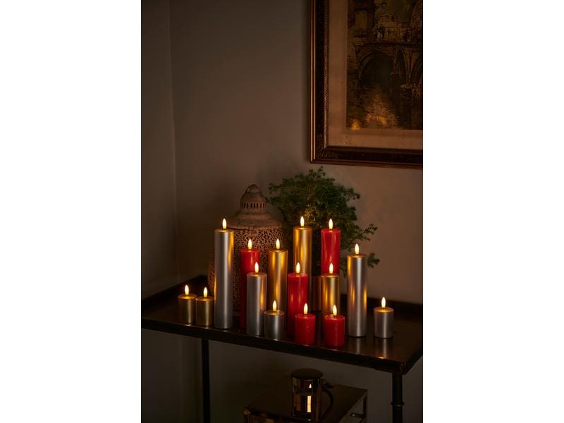 Sirius LED-Kerze Sille Exclusive, Ø 5 x 20 cm, Gold LED-Kerze mit beweglicher Flamme
