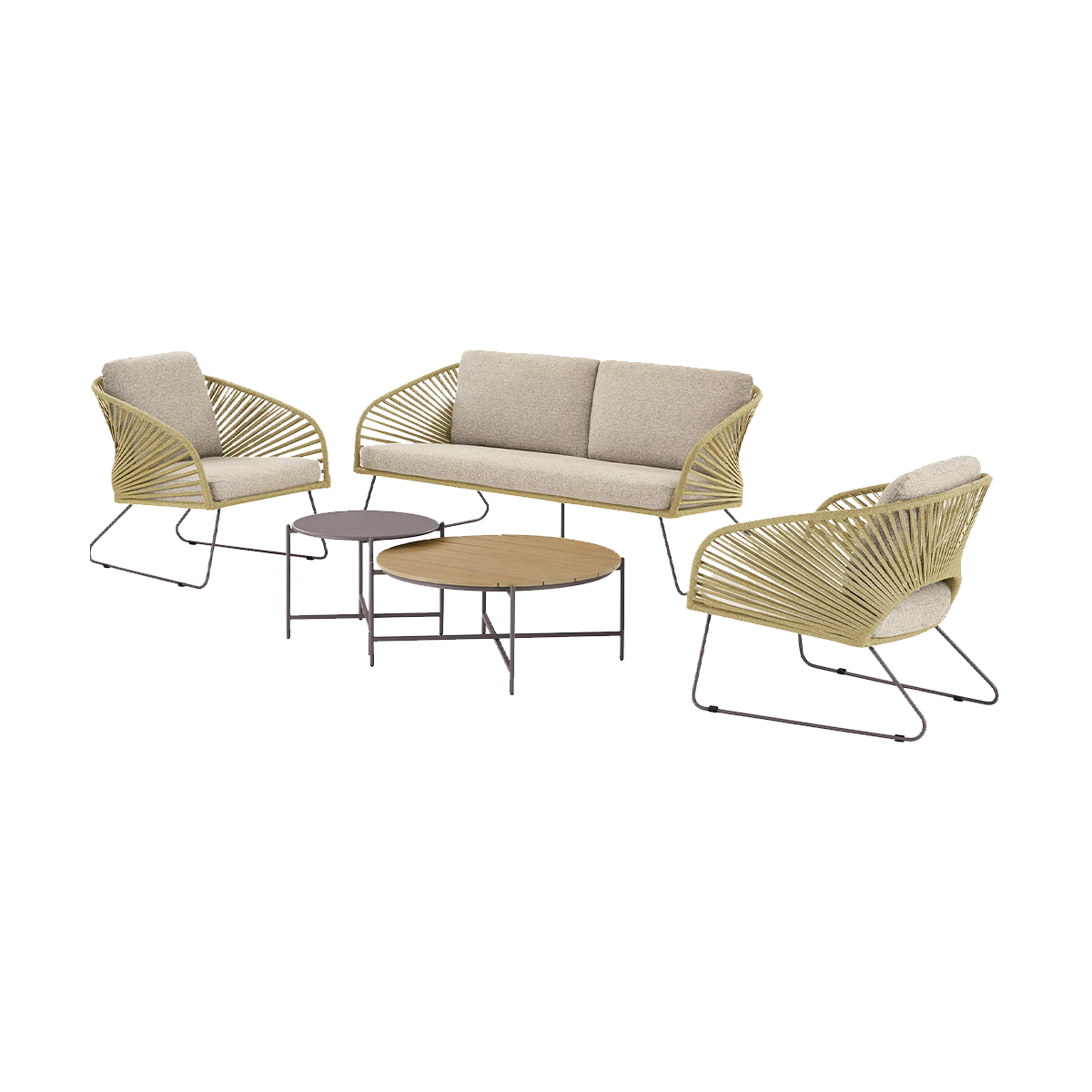 Tuin loungeset Mischa 5-delig - met zitkussens Naturel