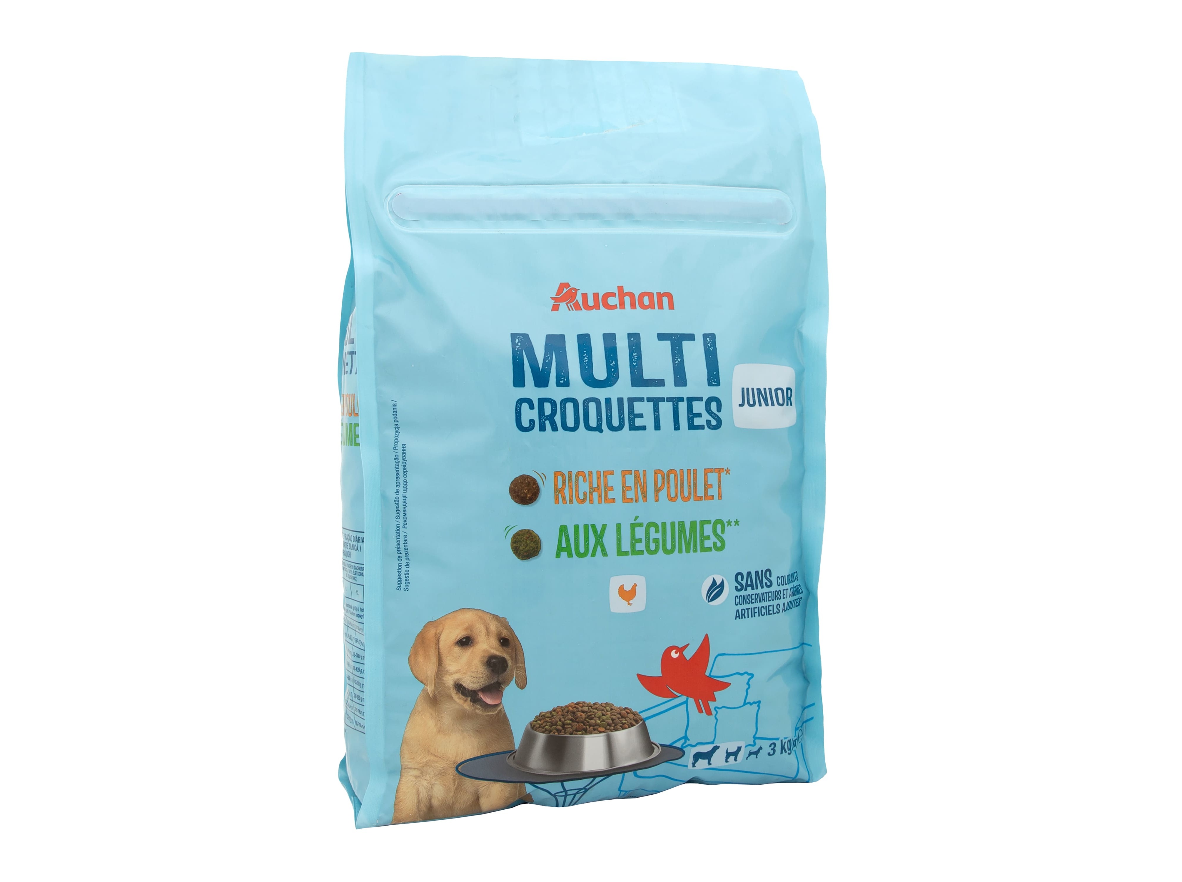 RAÇÃO PARA CÃO JÚNIOR AUCHAN RICO EM FRANGO E LEGUMES 3KG