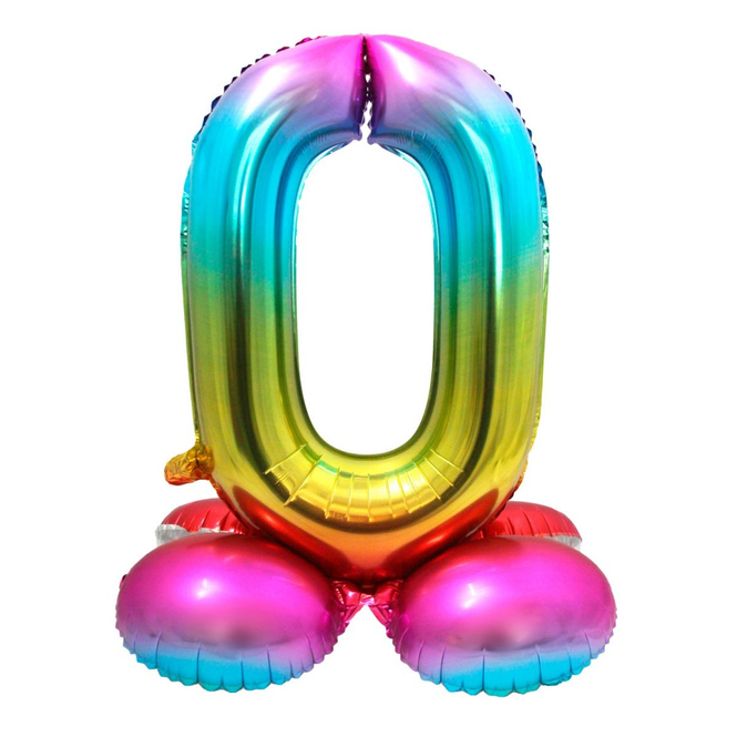 Folienballon - Zahl 0 - Rainbow