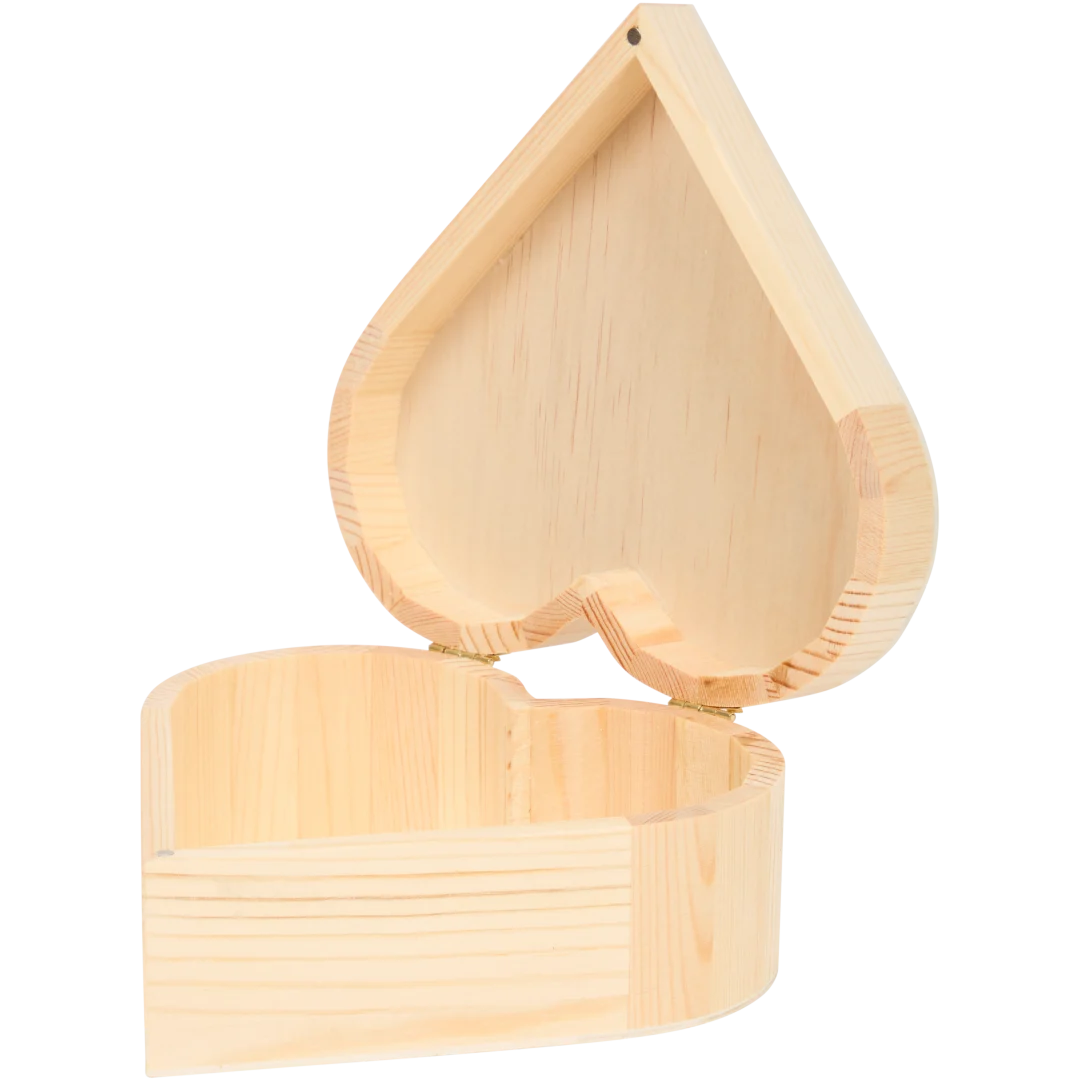 Hartvormig houten sieradenkistje 15 x 15 x 7 cm