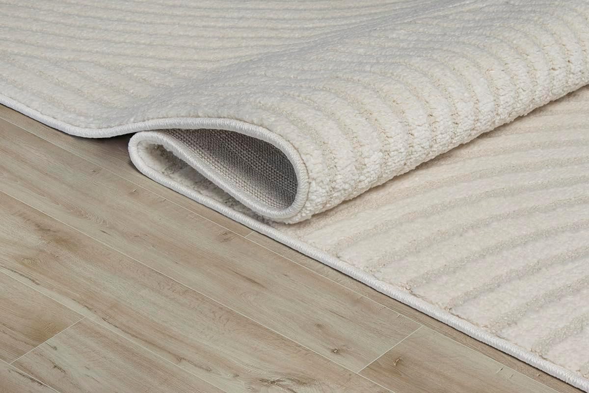 the carpet Everest - Moderner Kurzflor Teppich Hoch-Tief-Struktur, 3D-Effekt, weiche Oberfläche und hohe Flordichte, ideal für Wohnzimmer & Schlafzimmer, Creme, 200 x 290 cm