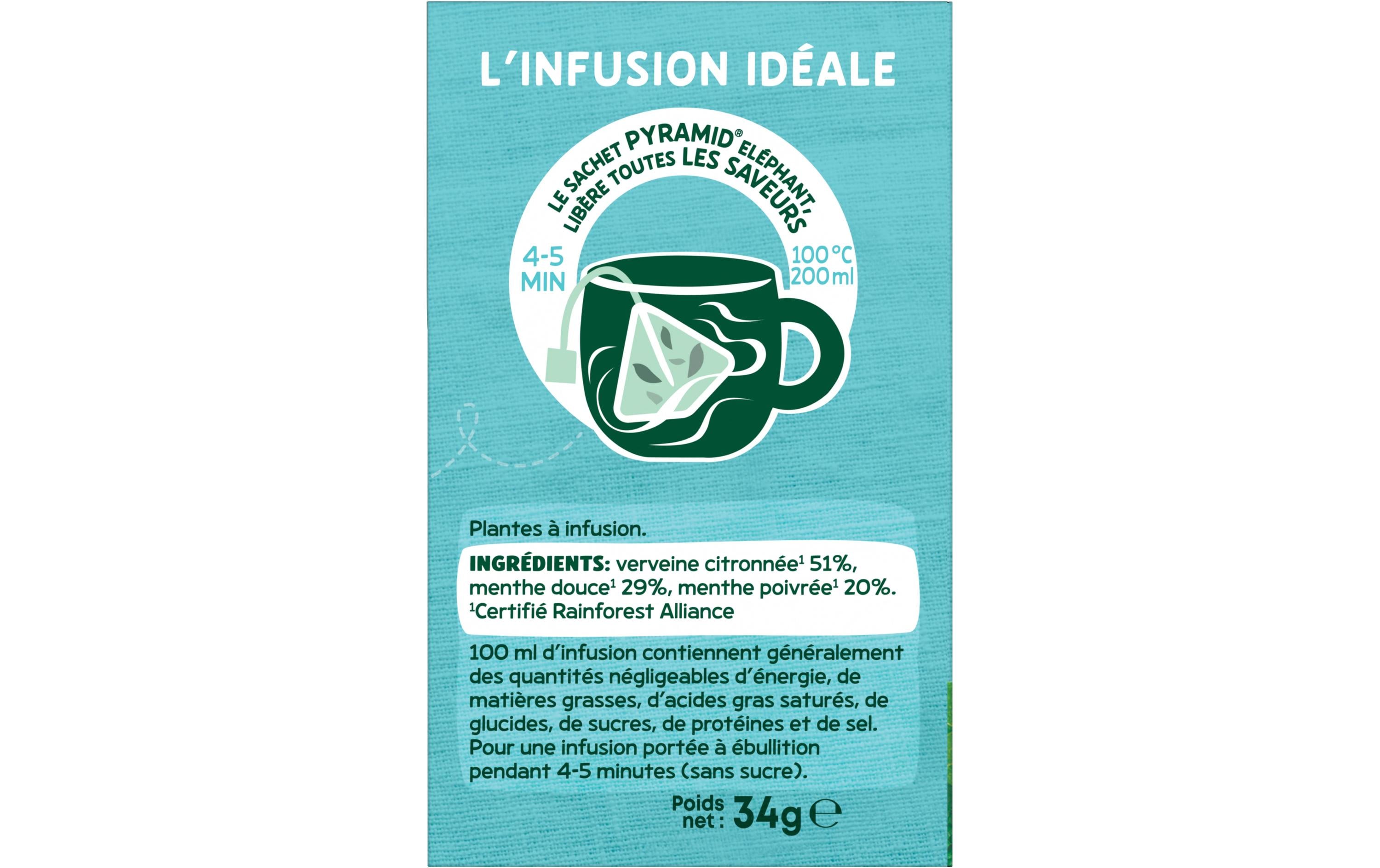 Teebeutel Menthe Poivrée, Mente Douce, Verveine 20 StückTee mit Pfefferminze, Süssminze und Eisenkraut