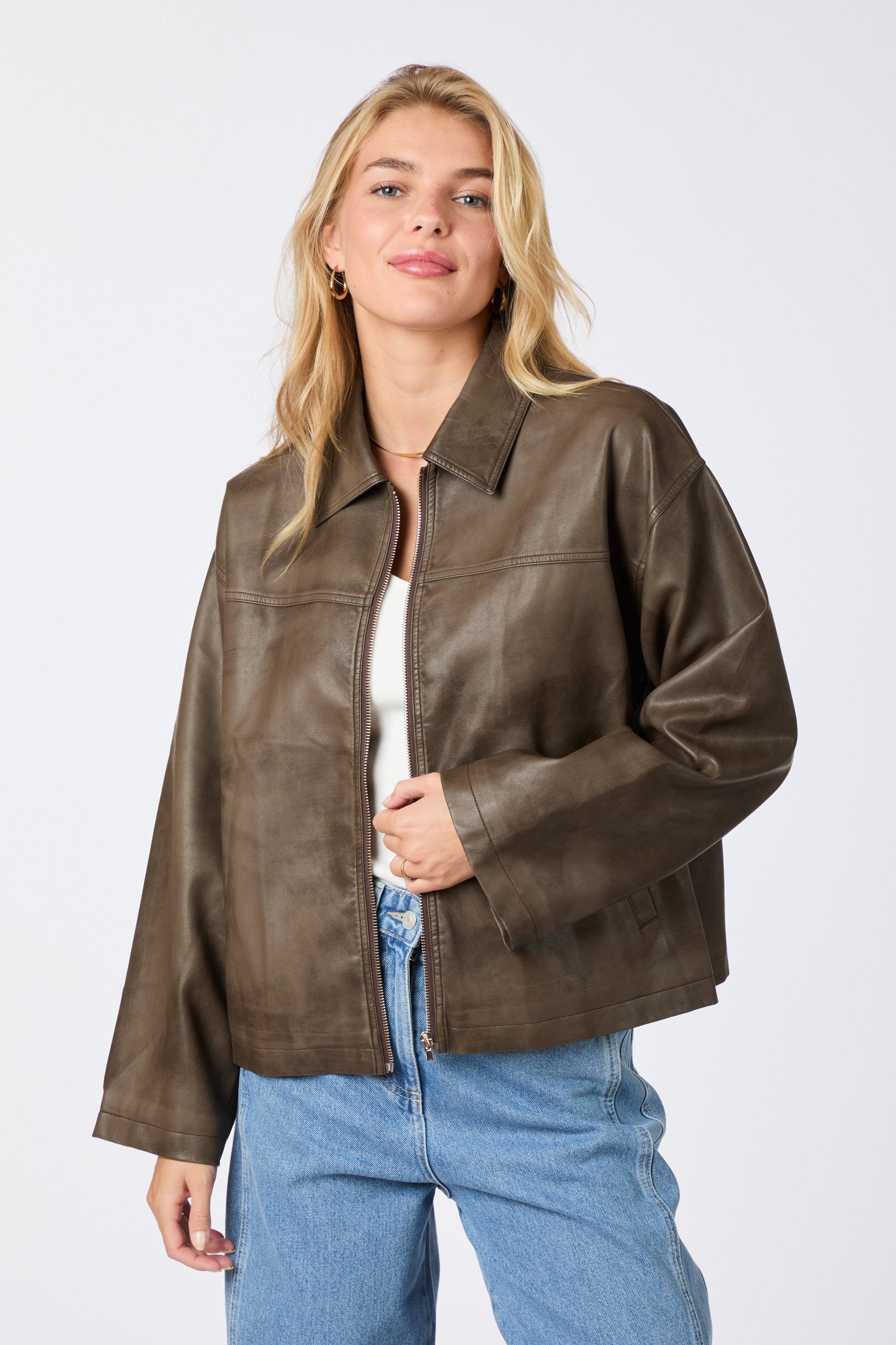 Neo Noir  Titan Faux læderjakke - Dark Brown