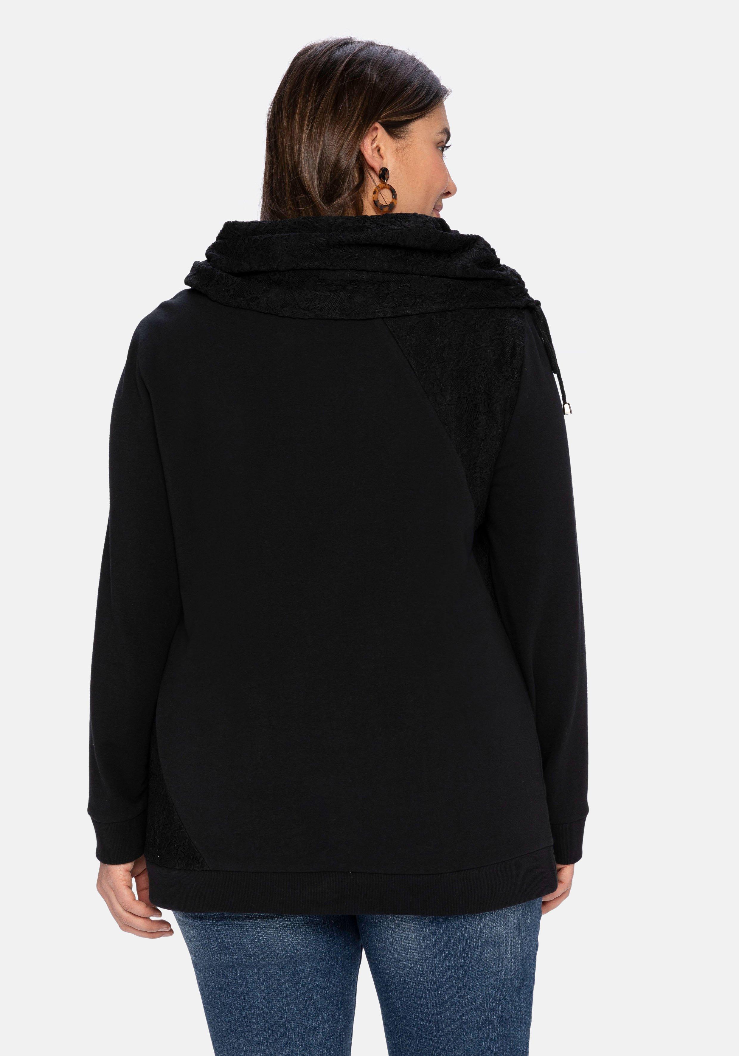 Sweatshirt mit Schlauchkragen aus Spitze