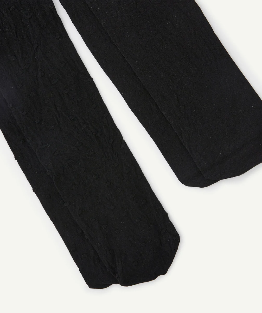 LOT DE 2 COLLANTS EN VOILES FILLE NOIRS AVEC DÉTAILS POIS AJOURÉS ET UNI