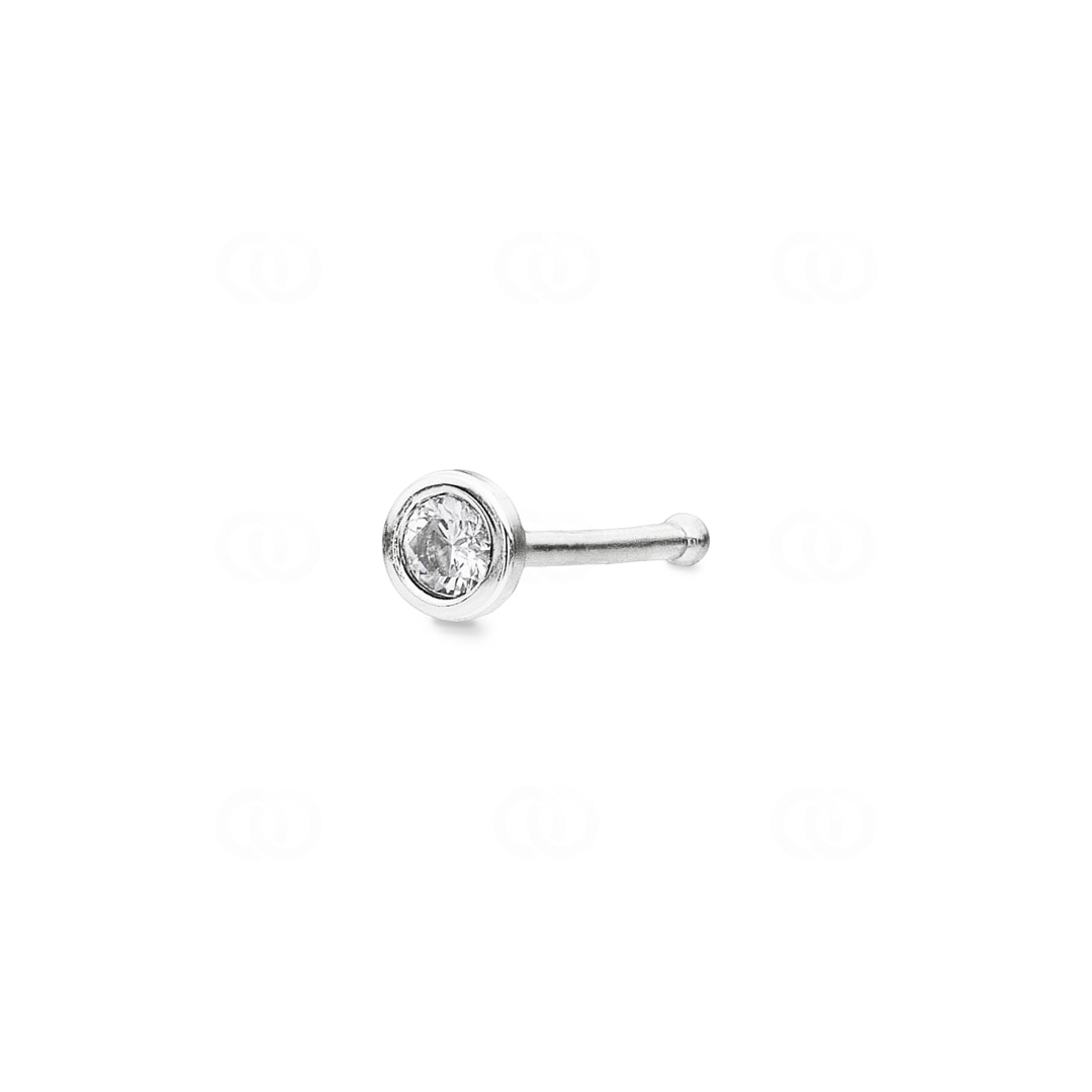 Nasenstecker Kugel 750/18 K Weissgold mit Diamant 0.04ct H/Si