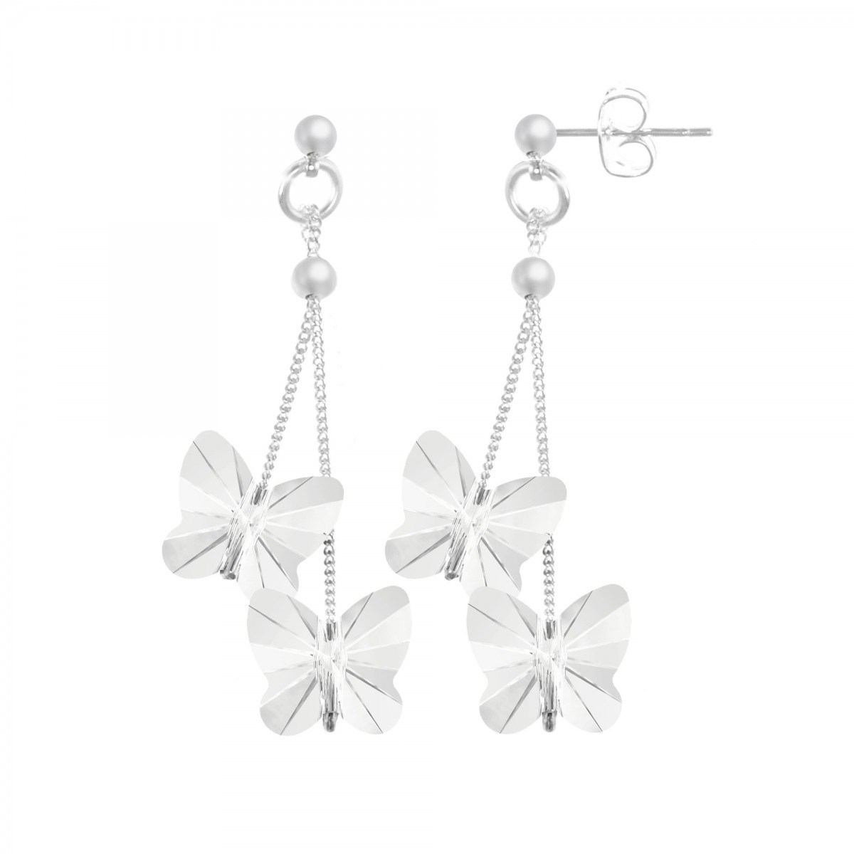 Boucles d'oreilles SC Crystal papillons ornées de Cristaux scintillants