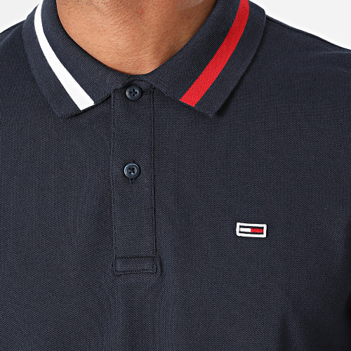 Polo Manches Courtes Flag Neck Bleu Marine