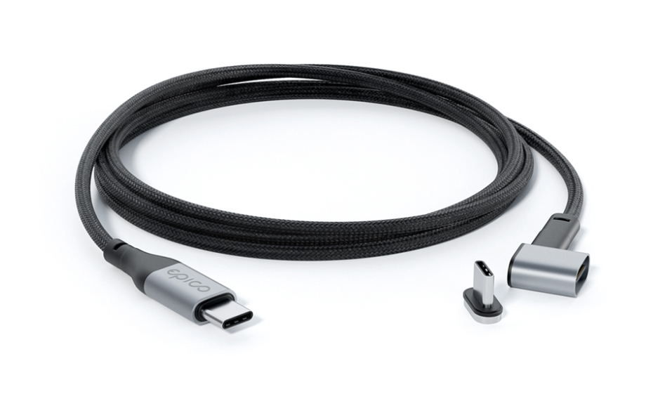 (2m) USB C auf USB C Magnet Ladekabel Nylon Datenkabel (9915101300220) - Dunkelgrau