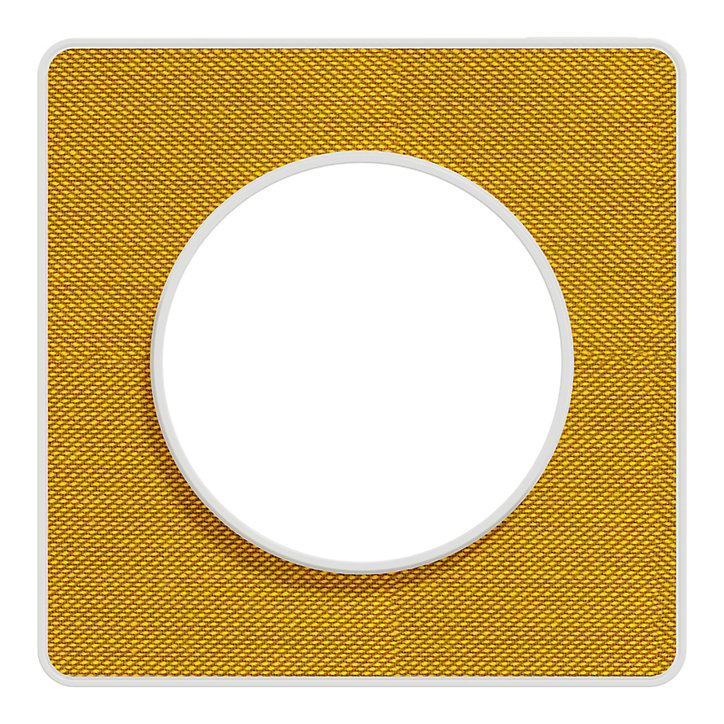 Plaque de finition 1 poste Odace Touch Kvadrat Schneider Electric tissu ocre et liseré blanc