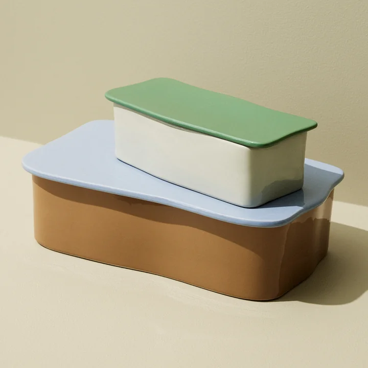 Hübsch Interior - Amare Schreibtisch Organizer large, braun / hellblau