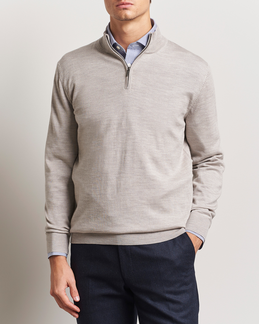 Charles Tyrwhitt Pure Merino Zip Neck Jumper Limestone