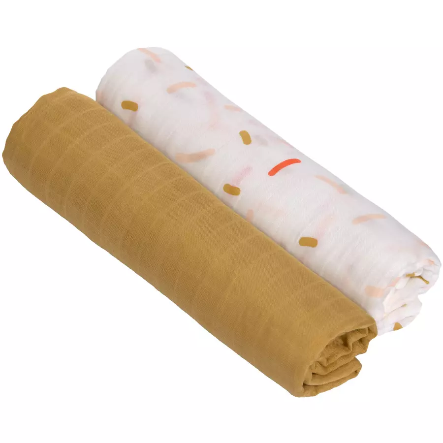 LÄSSIG Mulltücher XL 2er Pack Little Mateys Spicy Orange
