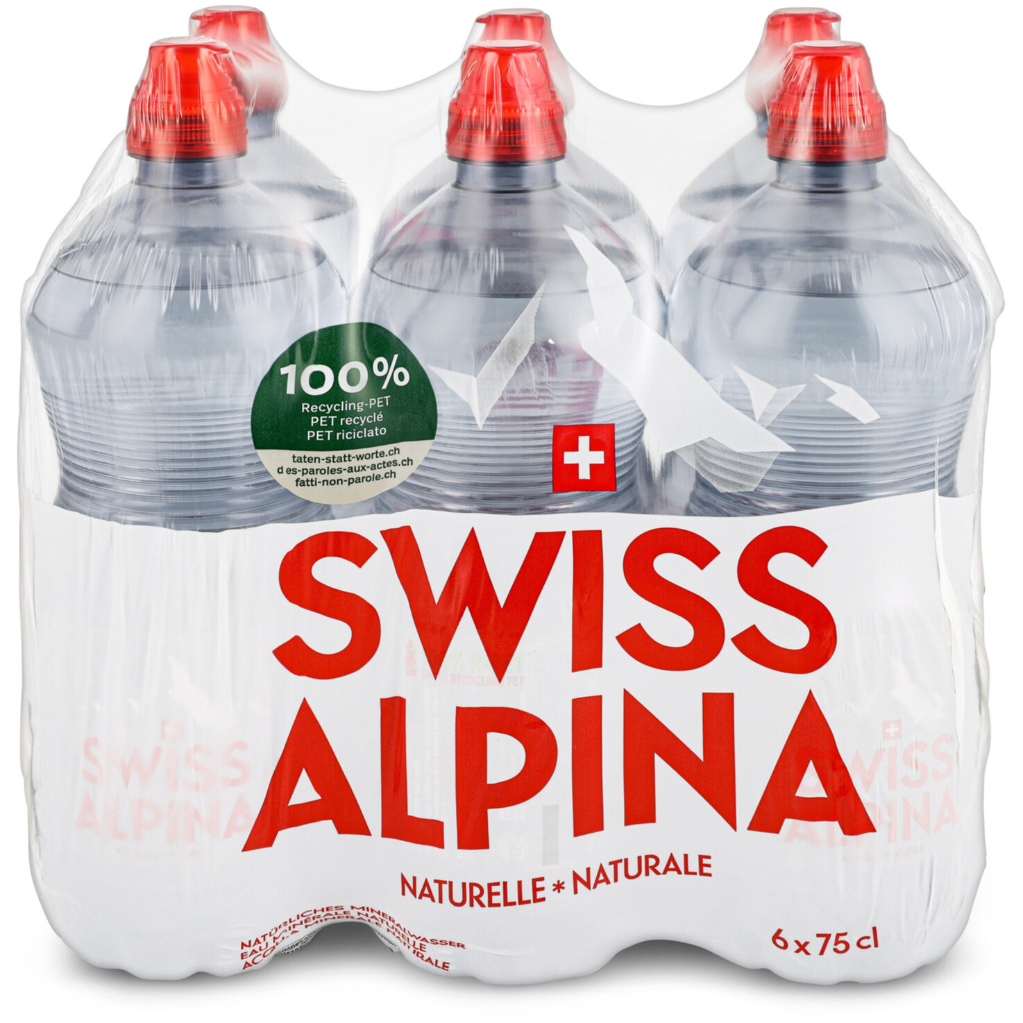 Swiss Alpina Rot Mineralwasser ohne Kohlensäure 6x75cl -450cl