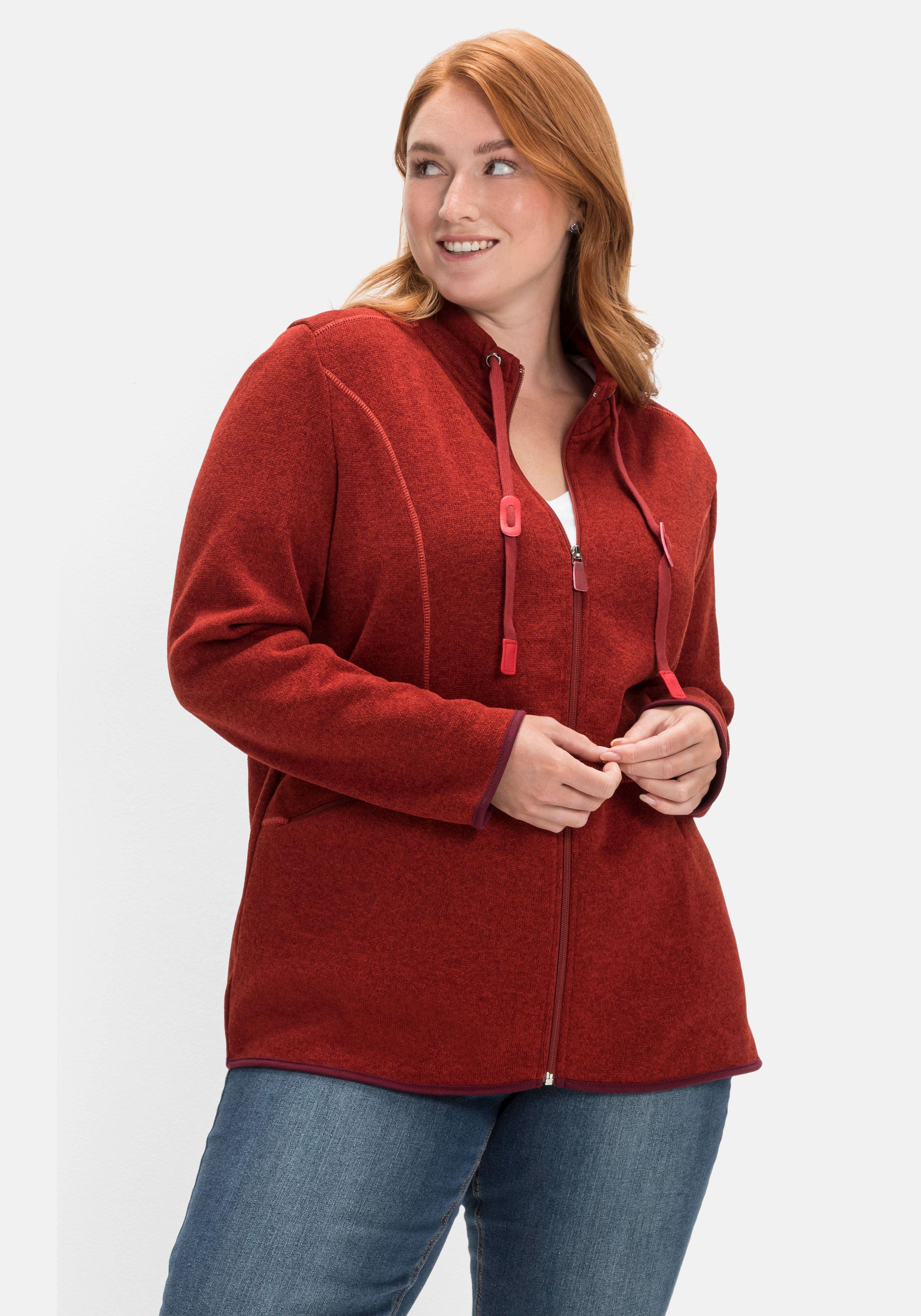 Strickfleecejacke mit Stehkragen
