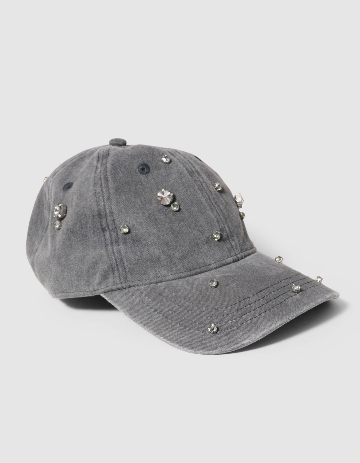 Washed Strass Pet Donkergrijs