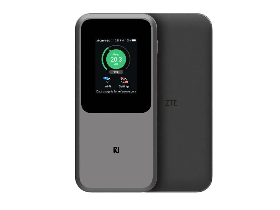 ZTE MU5120, Cellulær netværksmodem, Sort, Wi-Fi 6 (802.11ax), Batteri, 33 W, 159 mm