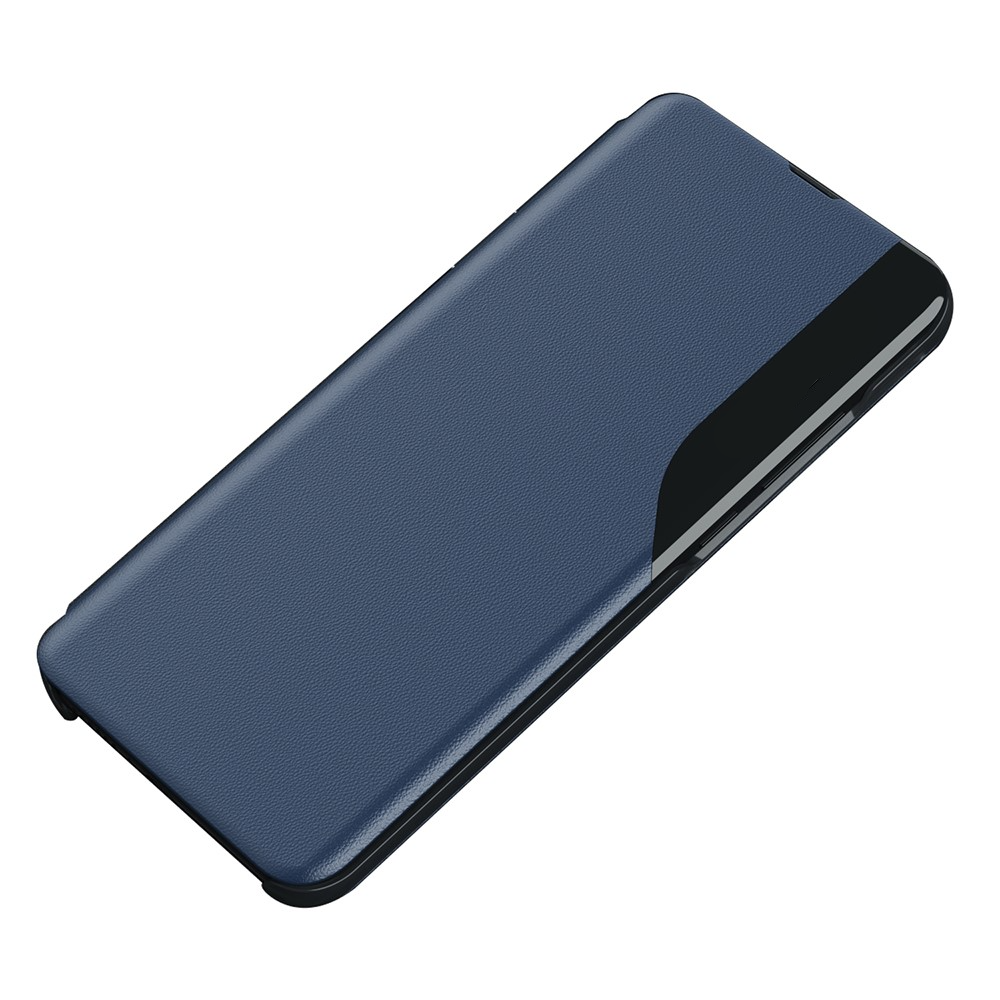 Samsung Galaxy S25 Leder Hülle Small Window View Flip Case - Blau