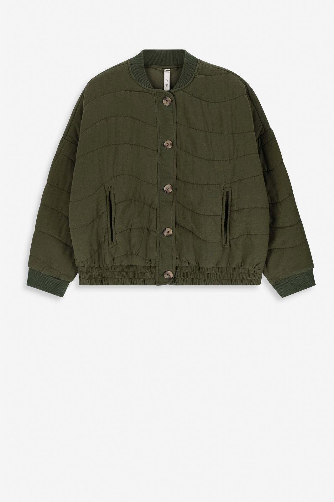 Donkergroene quilted bomber jas